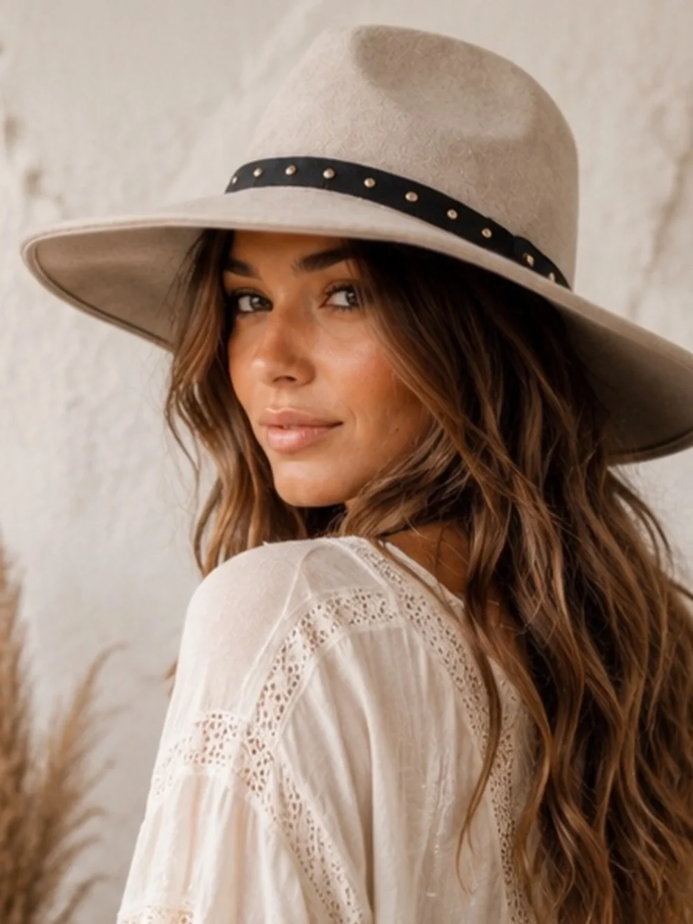 Ted Baker Rosieyy Taupe Felt Hat with Black Studded Trim – NWT
